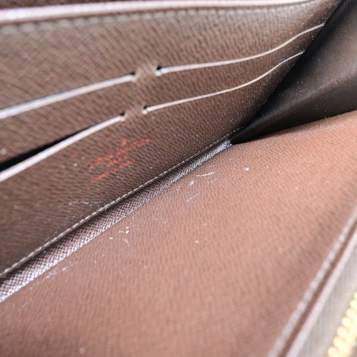 LOUIS VUITTON Zippy Wallet Long Bifold Purse Damier Leather Brown N60015 71EB896