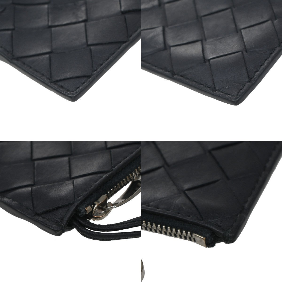 BOTTEGA VENETA Logo Intrecciato Coin Case Wallet Leather Black Italy 66KB125