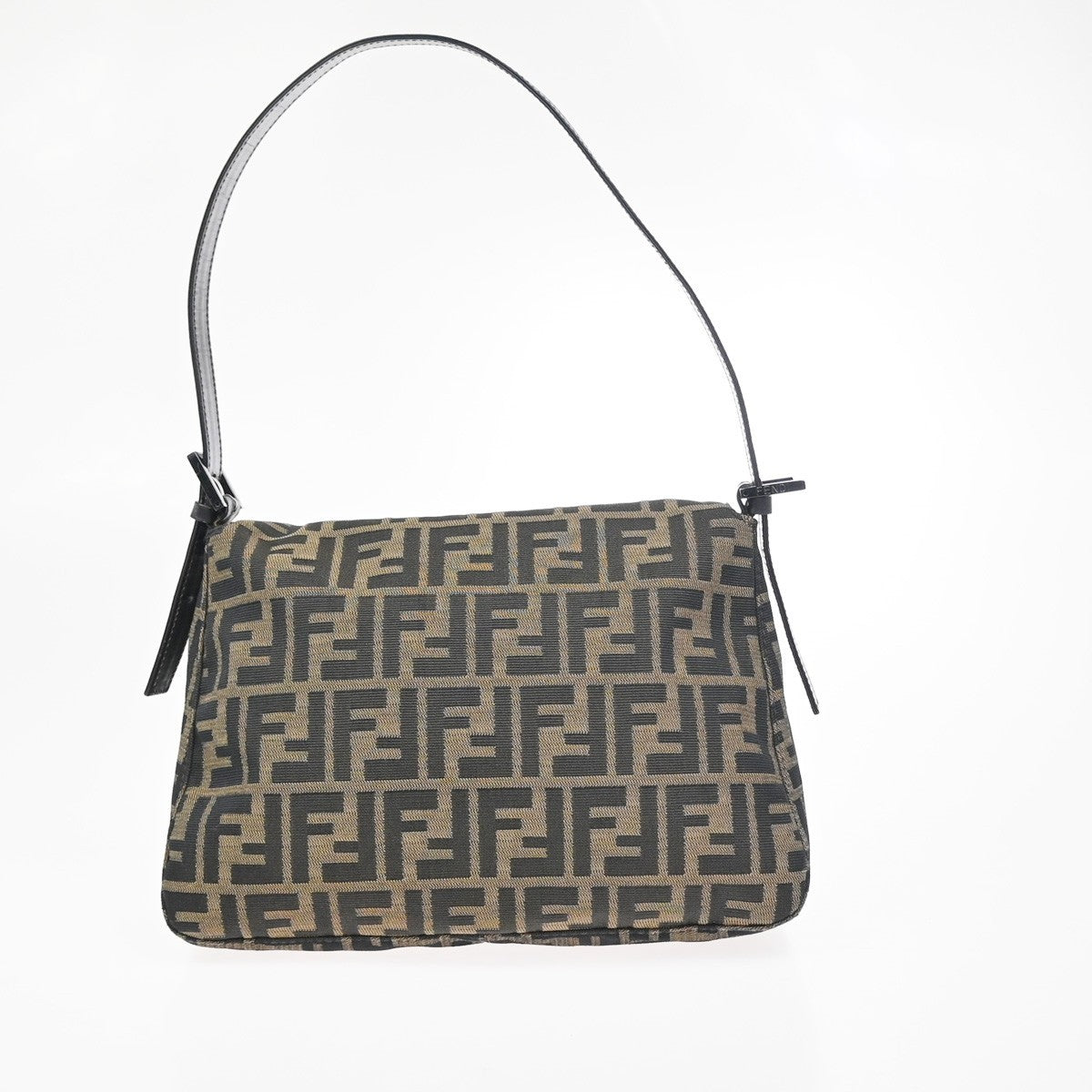FENDI Zucca Mamma Baguette Shoulder Bag Canvas Leather Brown SHW Italy 95RL921