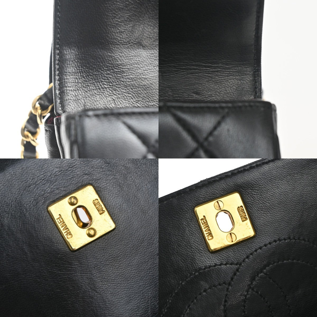 CHANEL CC Logo Double Flap Chain Shoulder Bag Leather Black GHW France 677RL953
