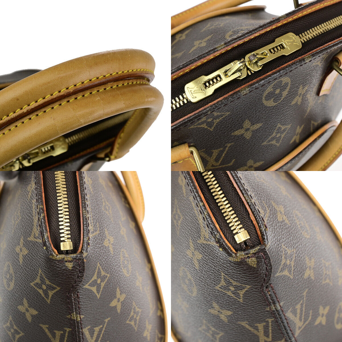 LOUIS VUITTON LV Logo Ellipse MM Hand Bag Monogram Leather Brown M51126 70YG626