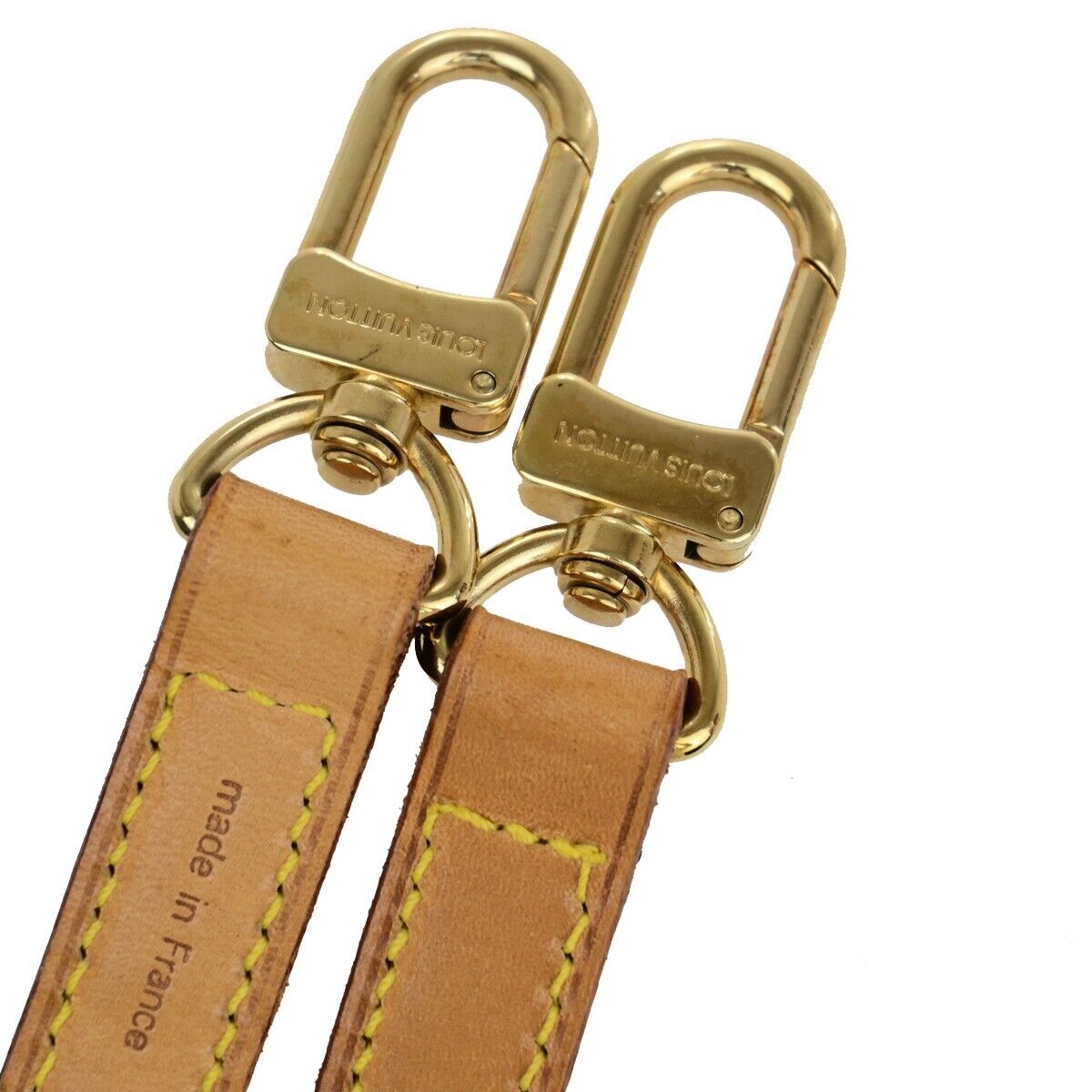 LOUIS VUITTON Logo Shoulder Strap Leather Brown Gold Bag Accessory 62EB482