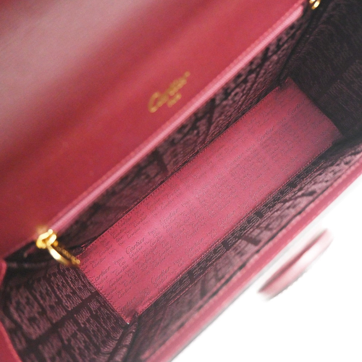MUST DE CARTIER Logo Top Handle Hand Bag Leather Red 74RP125