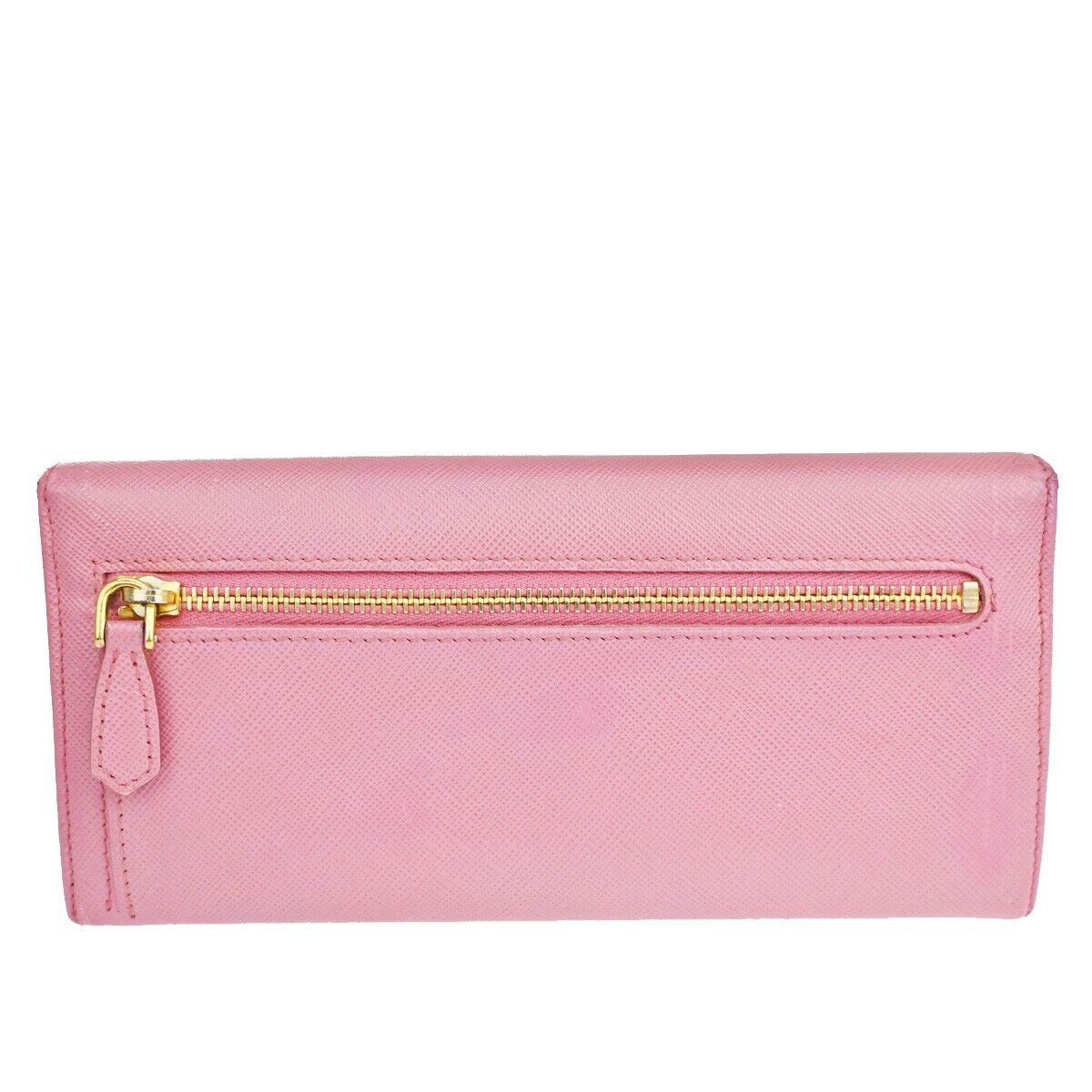 PRADA Logo Saffiano Bow Long Bifold Wallet Purse Leather Pink Italy 02EA641