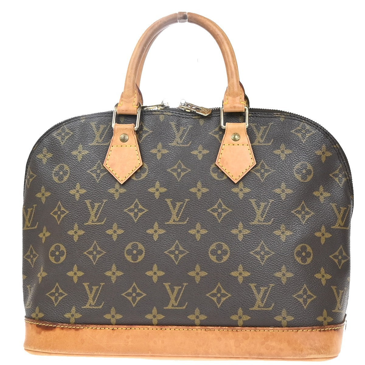 LOUIS VUITTON LV Logo Alma Hand Bag Monogram Leather Brown France M51130 82EG341