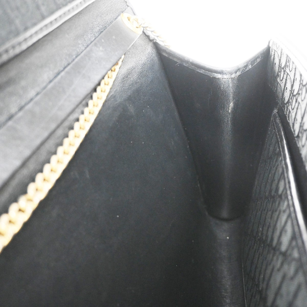 CHRISTIAN DIOR Trotter Pattern 2way Clutch Hand Bag Canvas Leather Black 38KC787