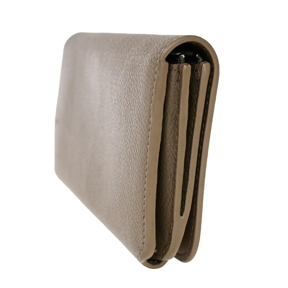 BALENCIAGA Long Bifold Cash Slim Money Wallet Purse Leather Beige Italy 30HB224