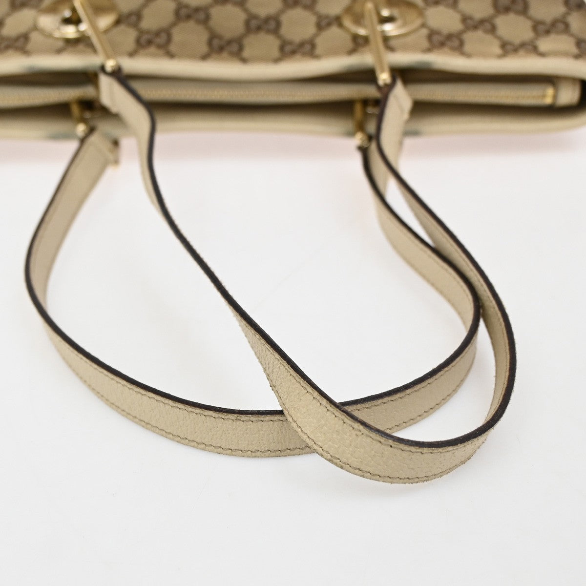 GUCCI Logo GG Pattern Shoulder Bag Canvas Leather Beige Italy 36TA101