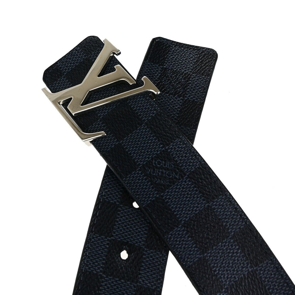 LOUIS VUITTON Ceinture Initiales Belt Damier Graphit Leather BK M0087 32ED271