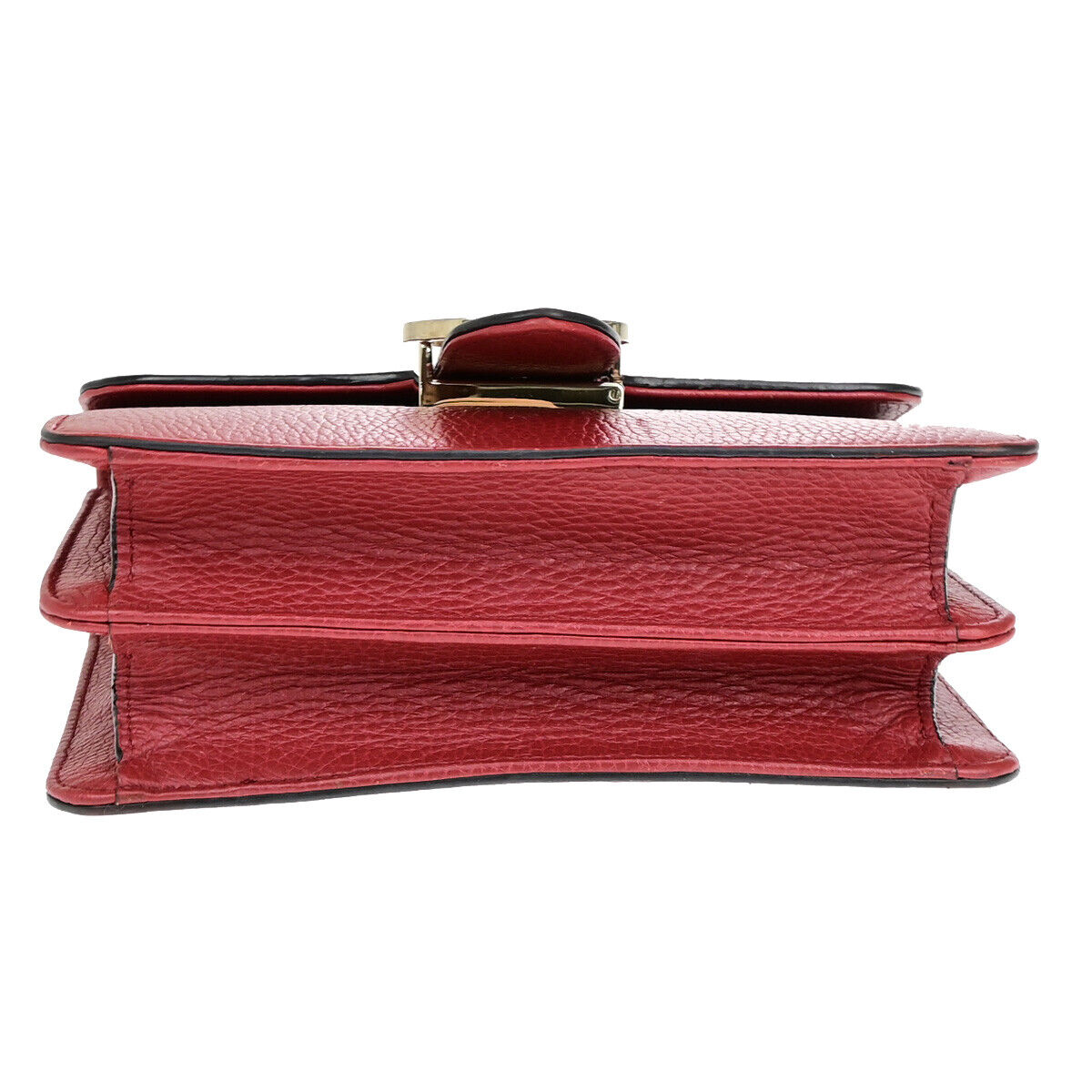 GUCCI Logo Interlocking G Mini Chain Shoulder Bag Leather Red GHW Italy 93YF653