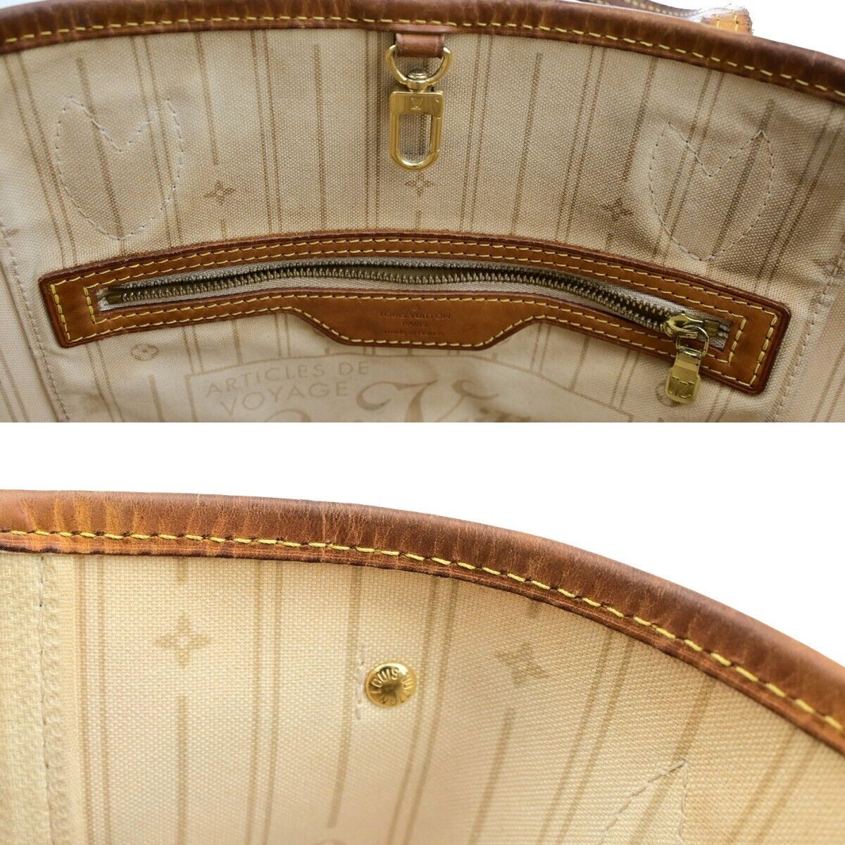 LOUIS VUITTON Neverfull PM Shoulder Tote Bag Damier Azur Leather N51110 87ED422
