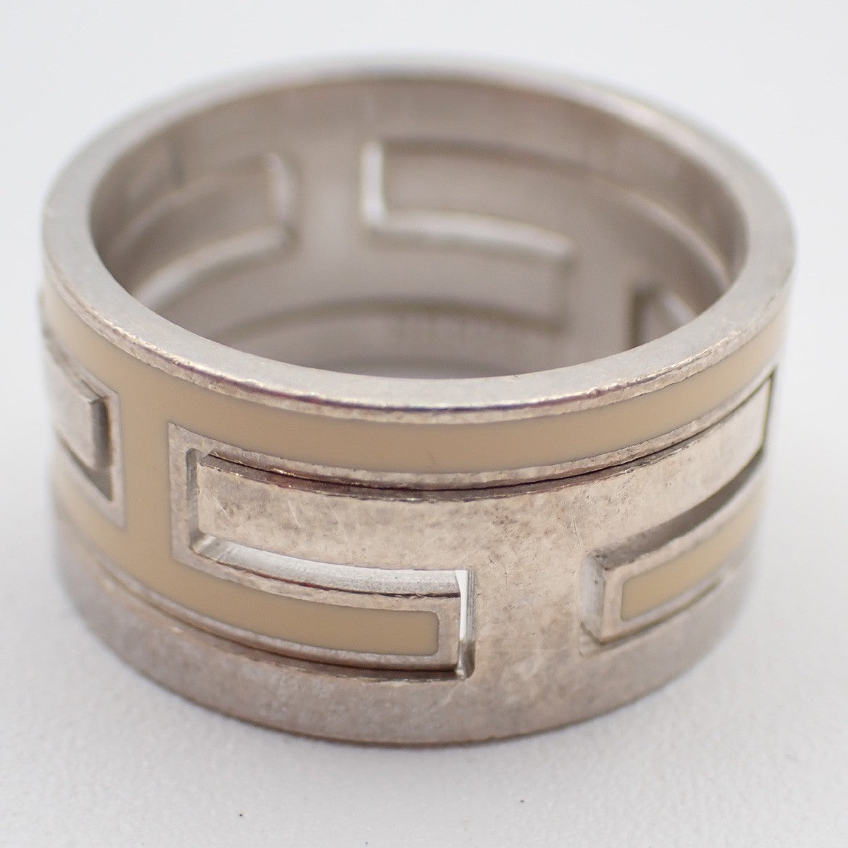 HERMES Logo Move H Ring Size 52 Silver 925  White Accessory 61RF775
