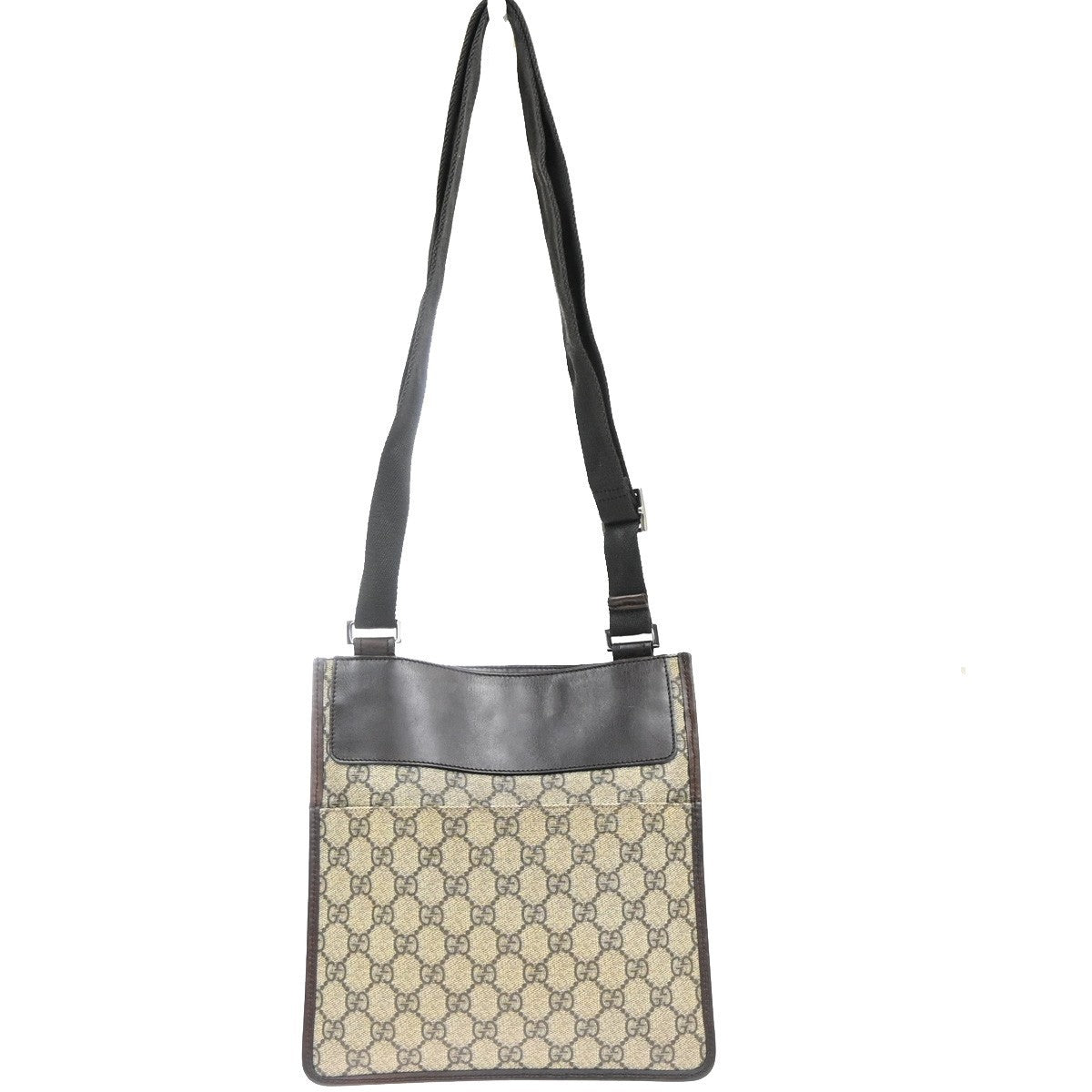 GUCCI Logo GG Pattern Shoulder Bag Supreme Leather Brown Beige Italy 69KC710