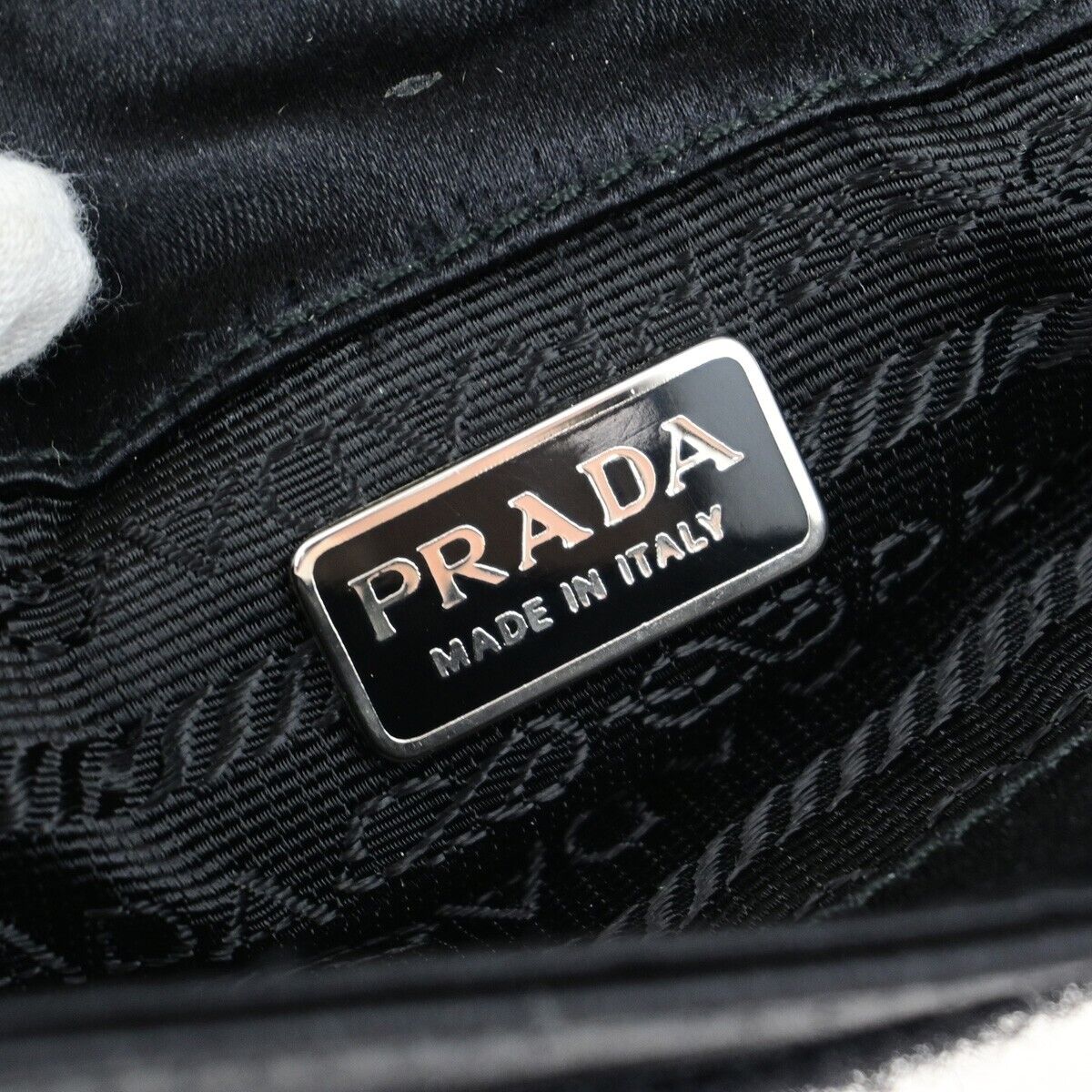 PRADA Logo Pouch Bag Nylon Black Nero Silver Made in Italy 63EB413