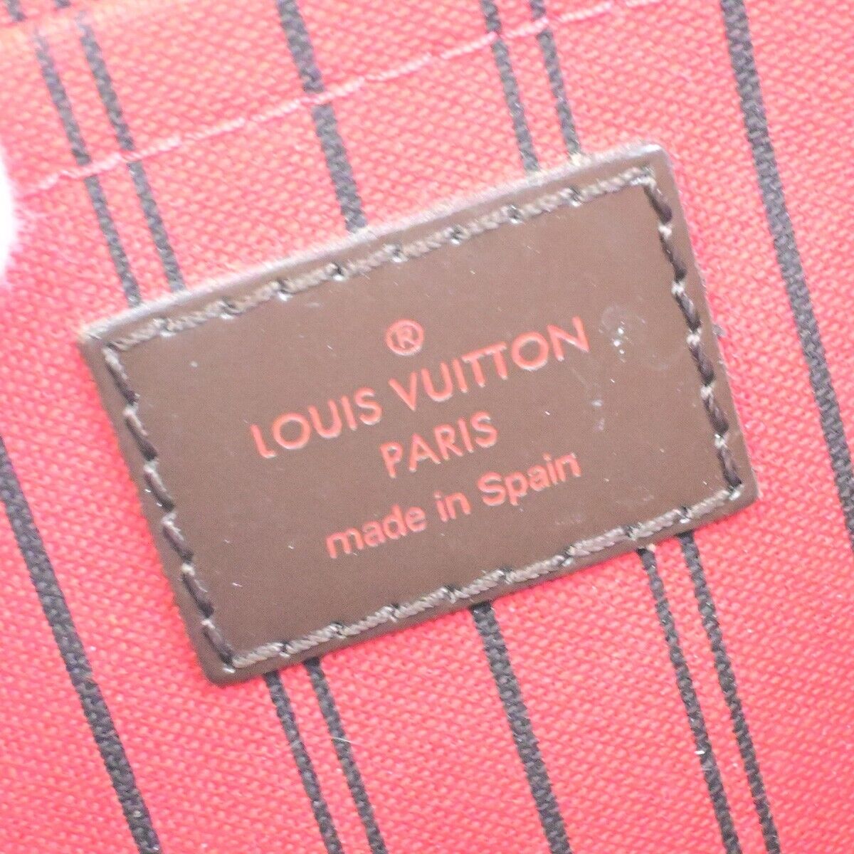 LOUIS VUITTON Neverfull MM Pouch Bag Damier Ebene Leather Brown N41358 35ED930
