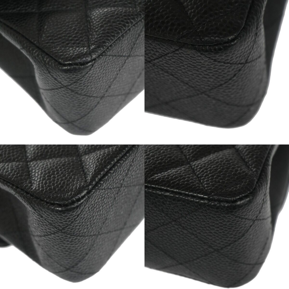 CHANEL CC Matelasse 25 Double Flap Chain Shoulder Bag Caviar Leather BK 465LC344