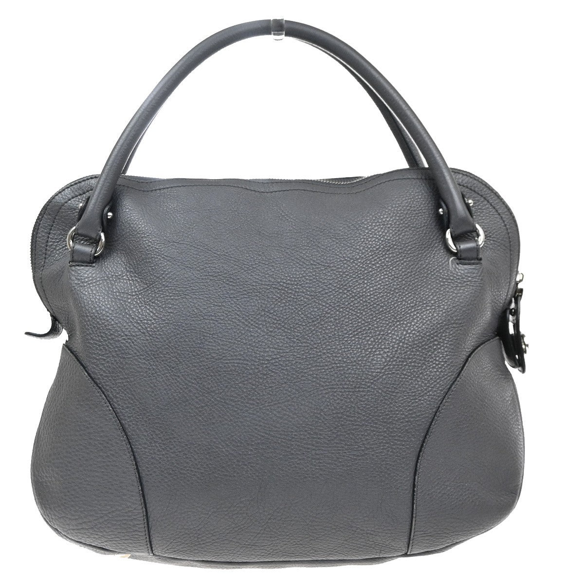 SALVATORE FERRAGAMO Logo Gancini Shoulder Hand Bag Leather Gray Italy 67KD031