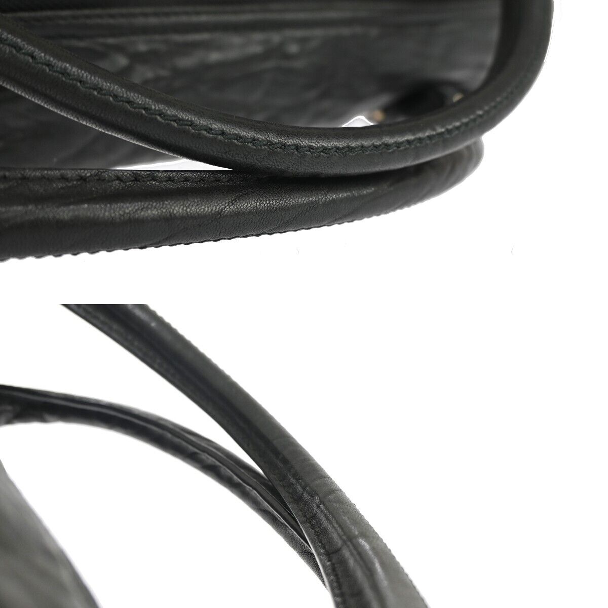 SALVATORE FERRAGAMO Logo Gancini Shoulder Tote Bag Leather Black  Italy 68DA065