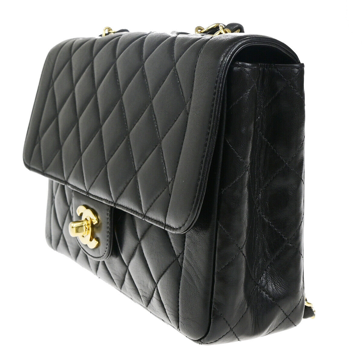 CHANEL CC Logo Matelasse Chain Shoulder Bag Leather Black GHW Vintage 380RK676