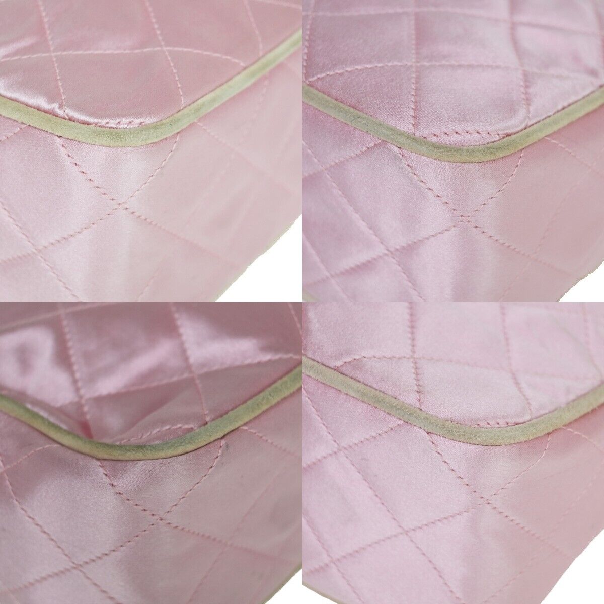 CHANEL CC Logo Mini Matelasse Tassel Chain Shoulder Bag Satin Pink GHW 696KA088