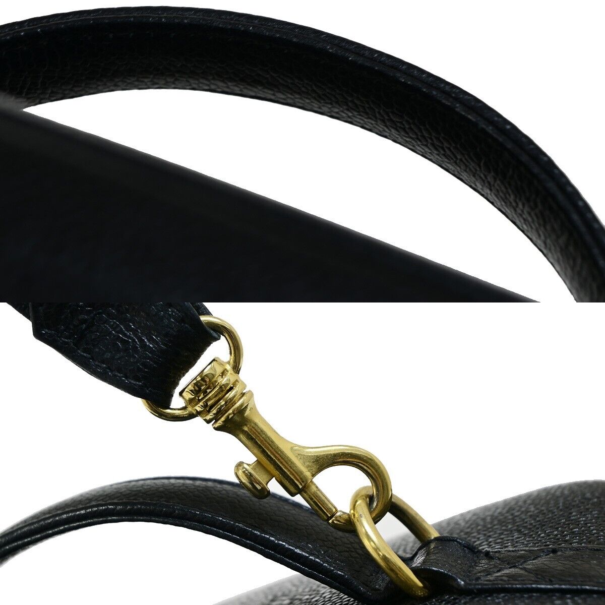 CHANEL Logo Vanity Cosmetic 2Way Hand Bag Caviar Leather Black Vintage 652RJ964