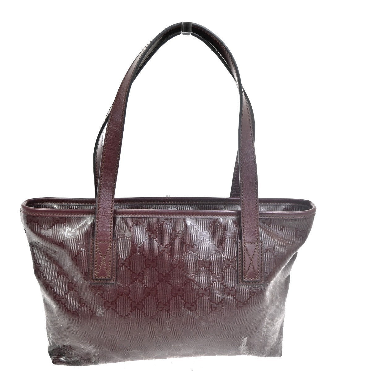 GUCCI Logo Imprime GG Pattern Shoulder Tote Bag PVC Leather Red SHW 67TA449