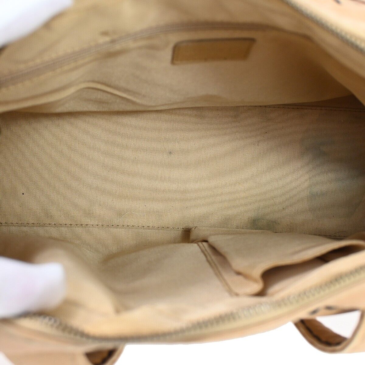 CHANEL CC Logo Wild Stitch Hand Tote Bag Leather Beige Black Italy 11SH052