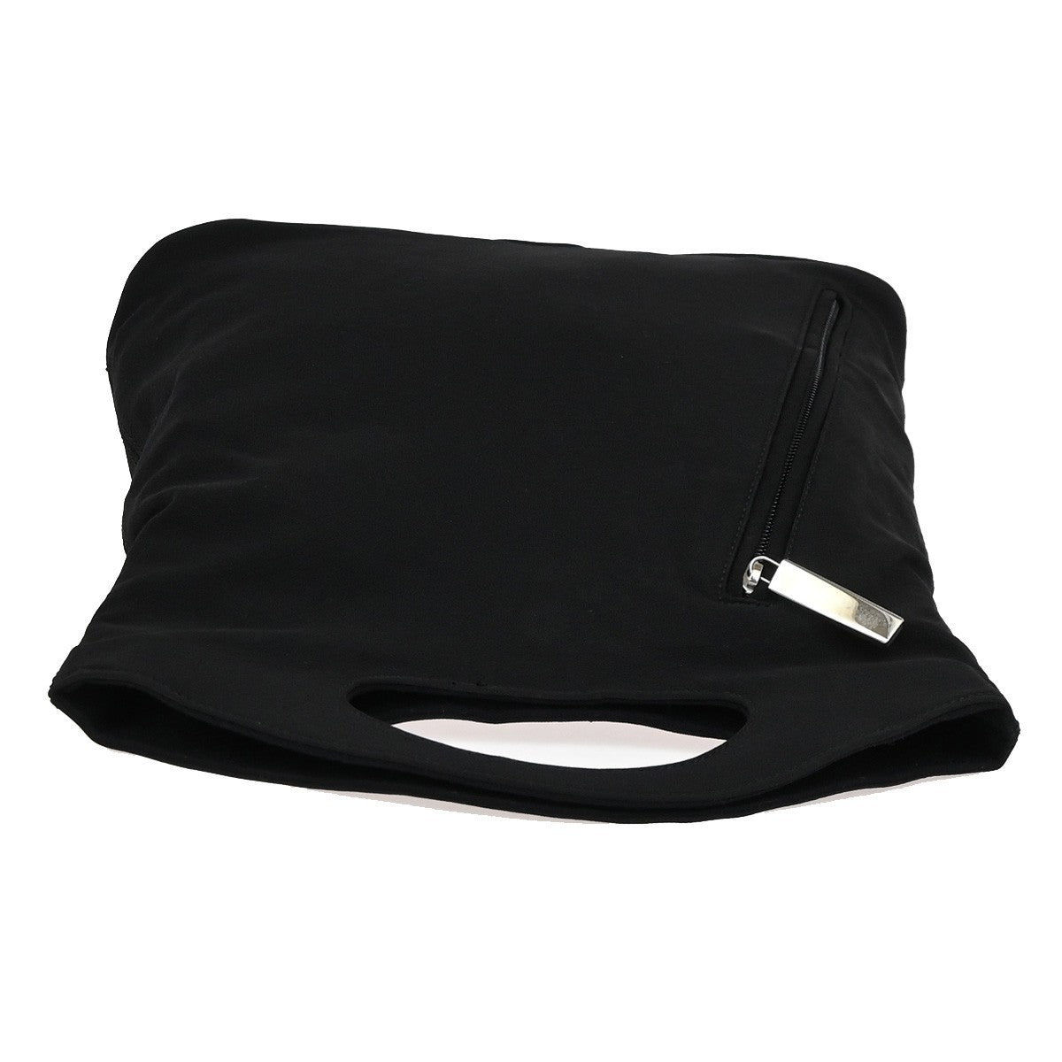 SALVATORE FERRAGAMO Logo Reversible Hand Bag Felt Leather Black Italy 68KD185