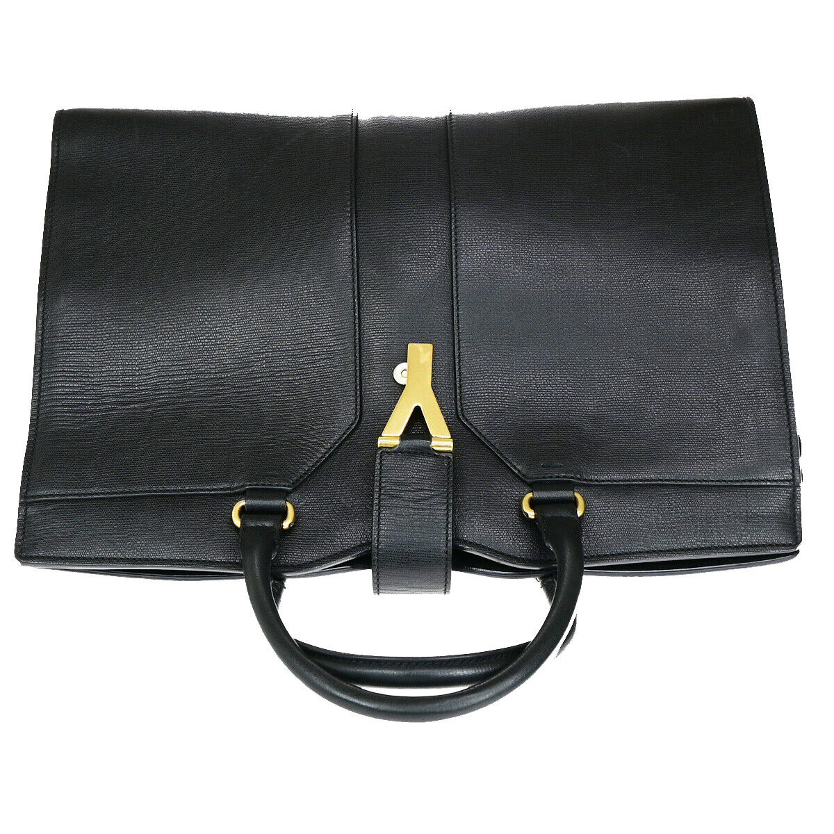 YVES SAINT LAURENT Y Line Cabas Chyc Hand Bag Leather Black GHW Italy 22YG428