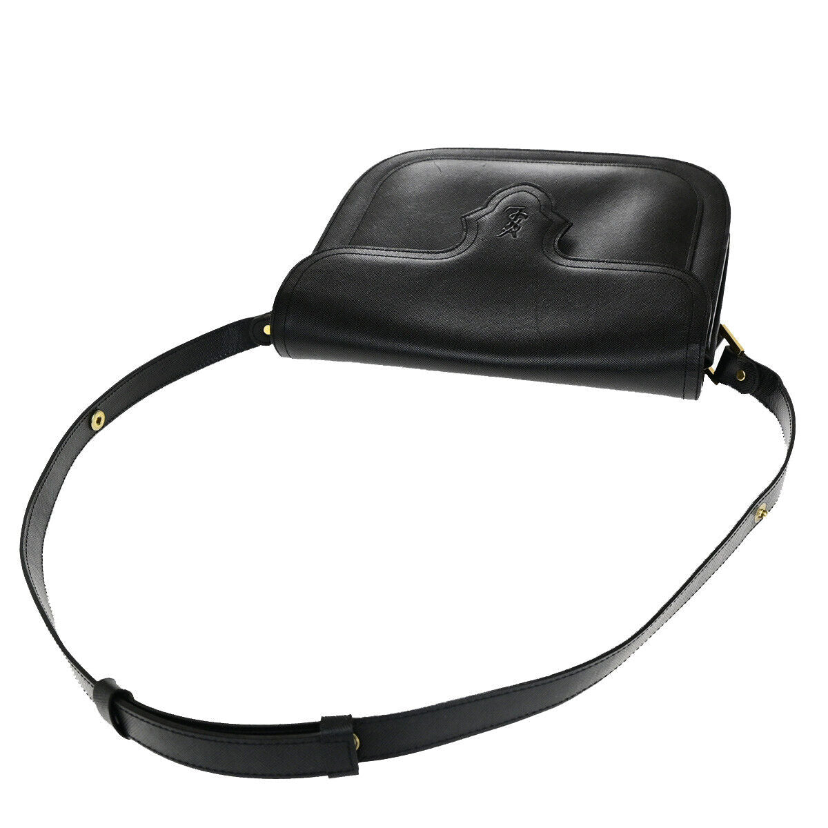 YVES SAINT LAURENT YSL Logo Shoulder Bag Leather Black GHW 83YG375
