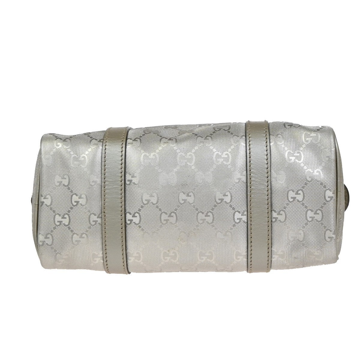 GUCCI Logo Imprime GG Pattern Hand Tote Bag PVC Leather Silver Italy SHW 89KC688