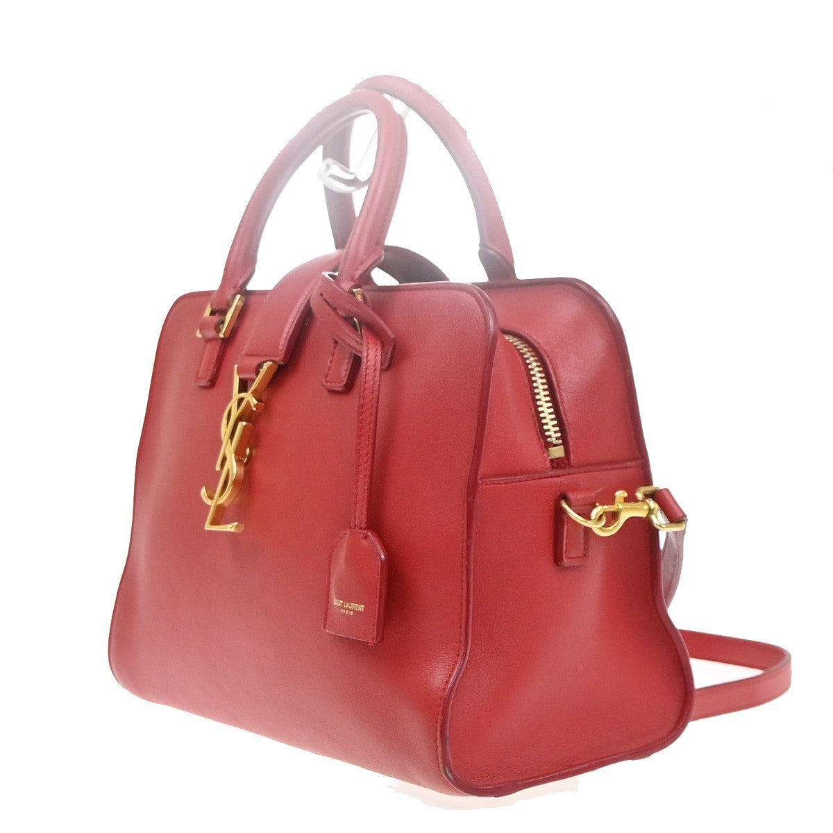 SAINT LAURENT Baby Cabas YSL 2way Shoulder Hand Bag Leather Red Italy 97RL889