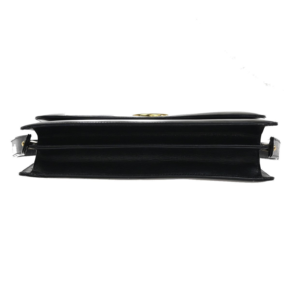 CELINE PARIS Logo Horse Carriage Shoulder Bag Leather Black Gold Italy 38KP606
