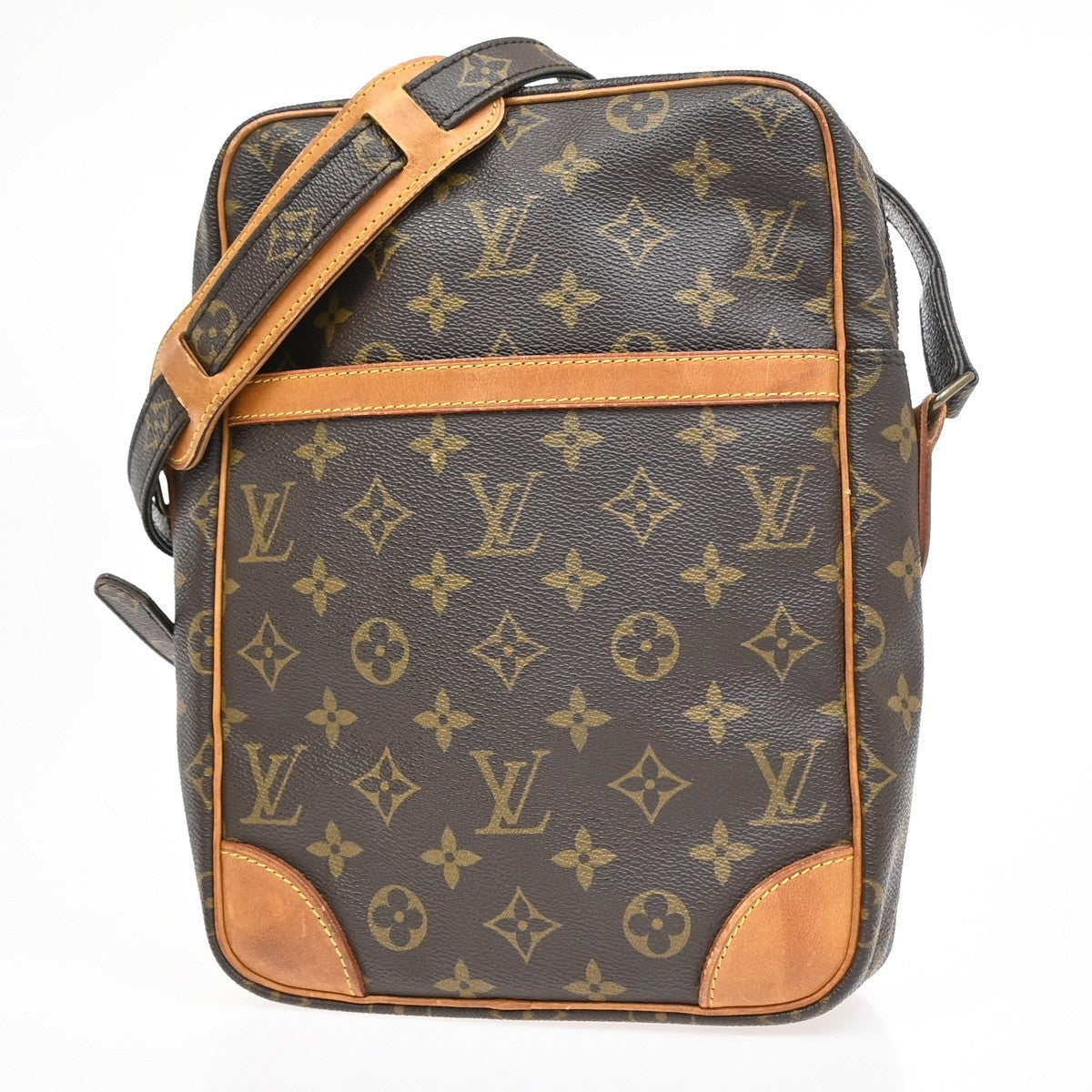 LOUIS VUITTON Logo Danube MM Shoulder Bag Monogram Leather Brown M45264 31KB403