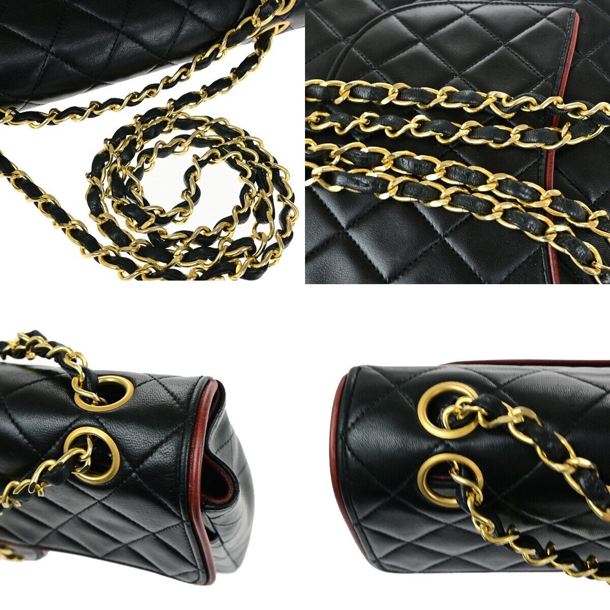 CHANEL CC Matelasse Chain Shoulder Bag Leather Black France Vintage 320RJ932