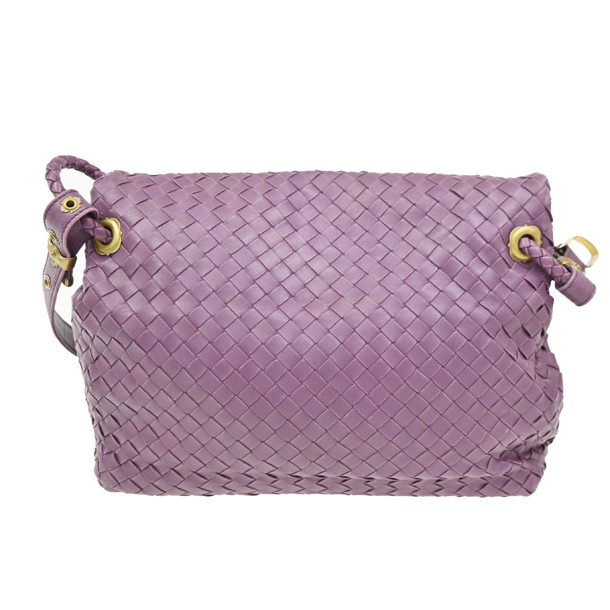 BOTTEGA VENETA Olimpia Intrecciato Shoulder Bag Leather Purple GHW Italy 12RL741
