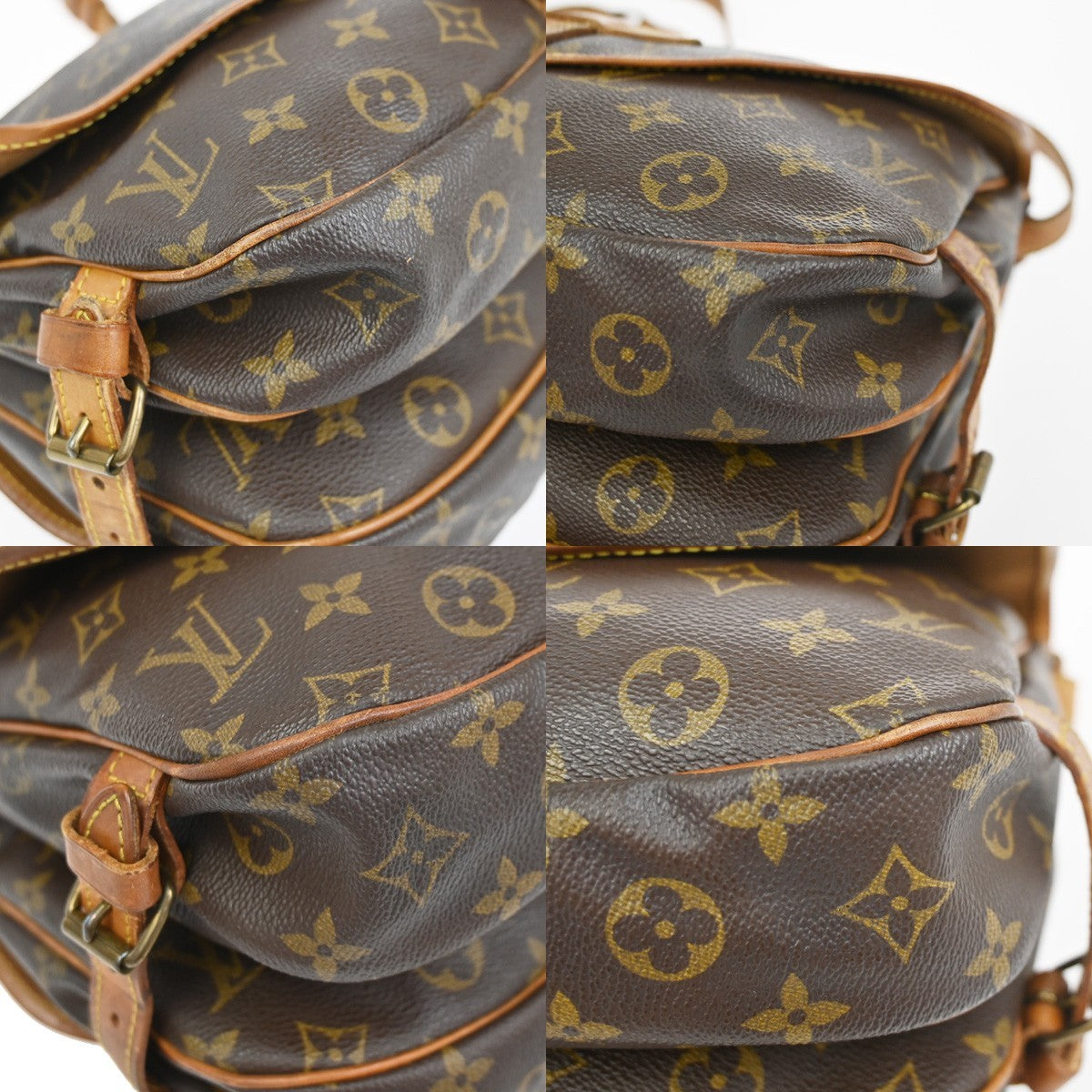 LOUIS VUITTON Logo Saumur 30 Shoulder Bag Monogram Leather Brown M42256 31YJ183