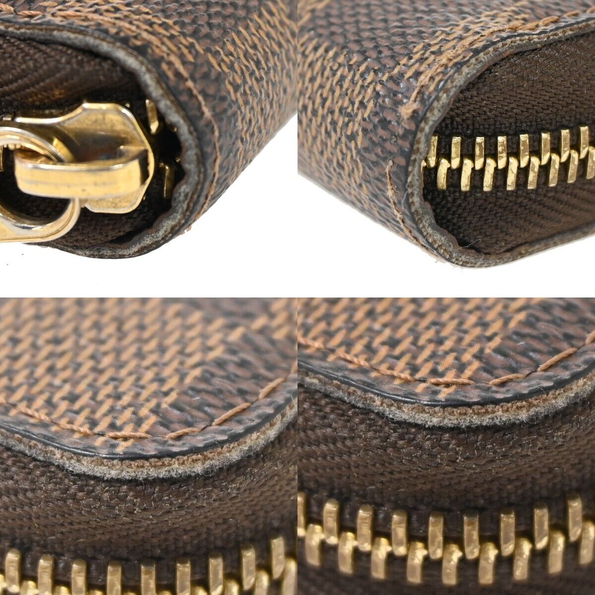 LOUIS VUITTON Zippy Wallet Long Bifold Purse Damier Leather Brown N60015 35FA146