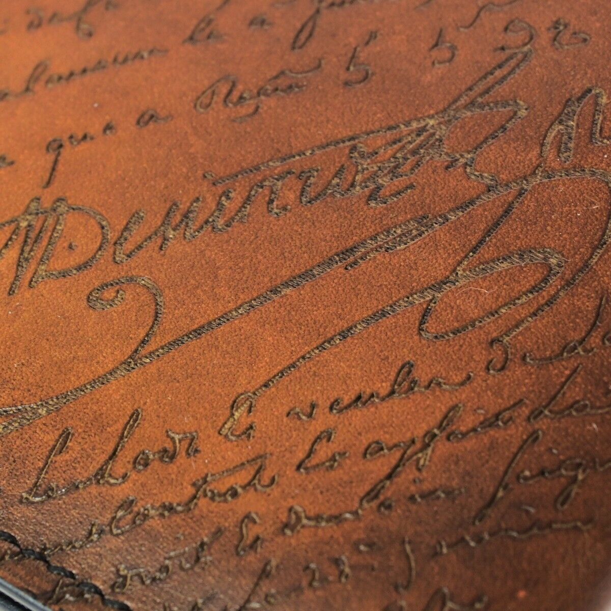 BERLUTI Calligraphy Bifold Long Wallet Purse Leather Brown Italy 84HC102