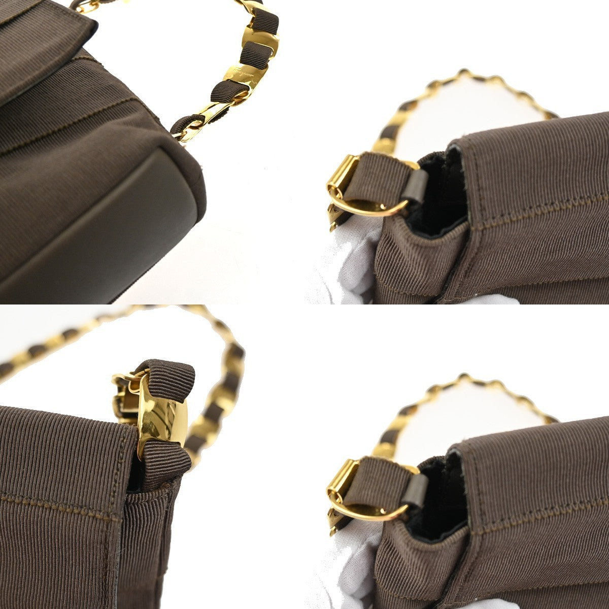 SALVATORE FERRAGAMO Vara Shoulder Bag Canvas Leather Brown GHW Italy 61ZA012