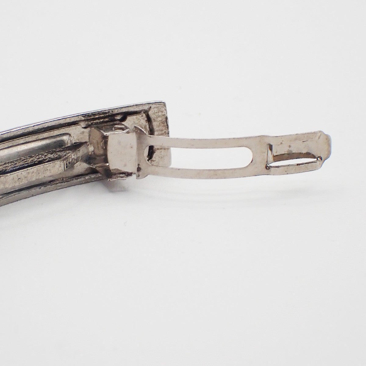 CHANEL Logo Hair Clip Barrette Accessory 99P Silver Made in France 64RQ089