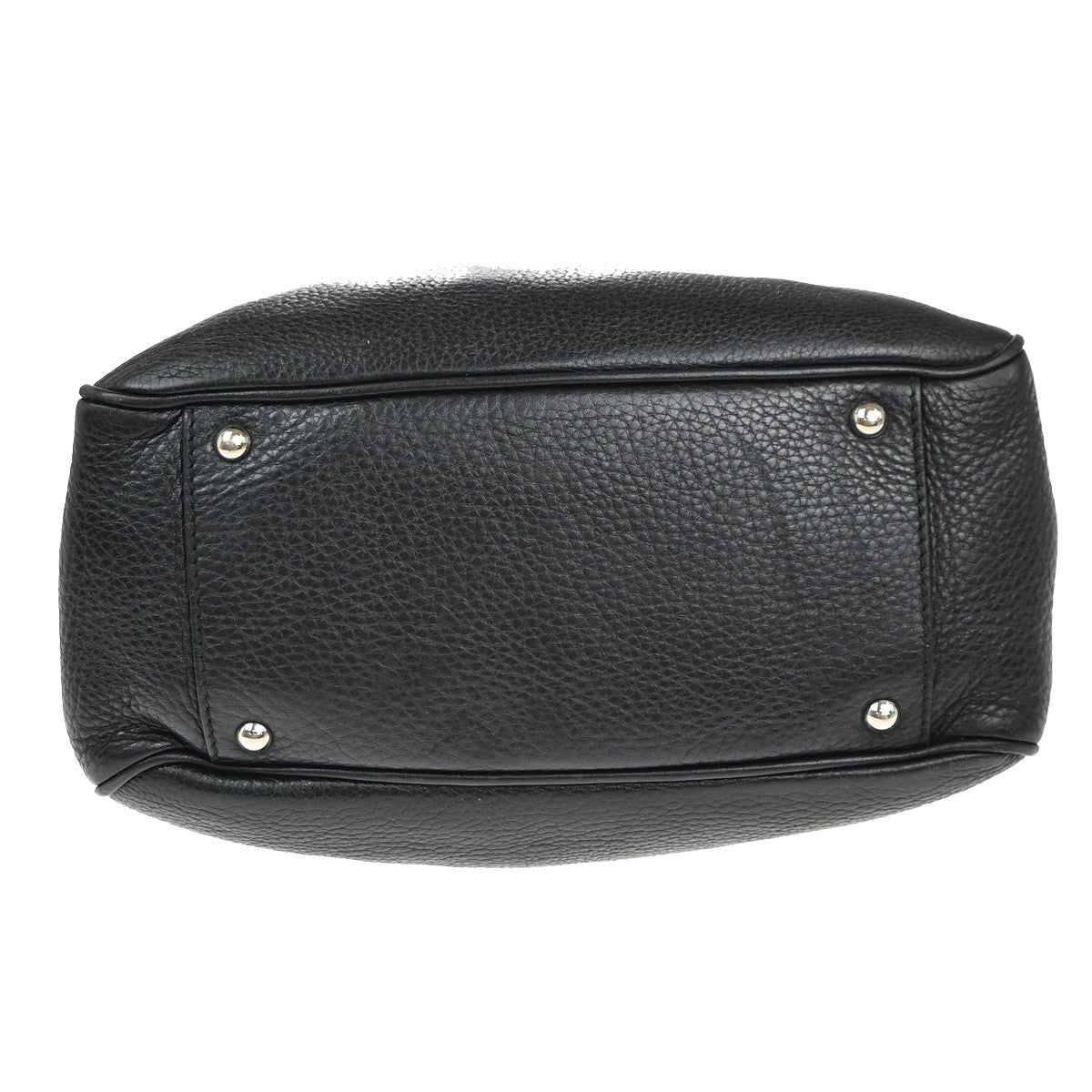 SALVATORE FERRAGAMO Logo Gancini Hand Bag Leather Black SHW Italy 36EG392