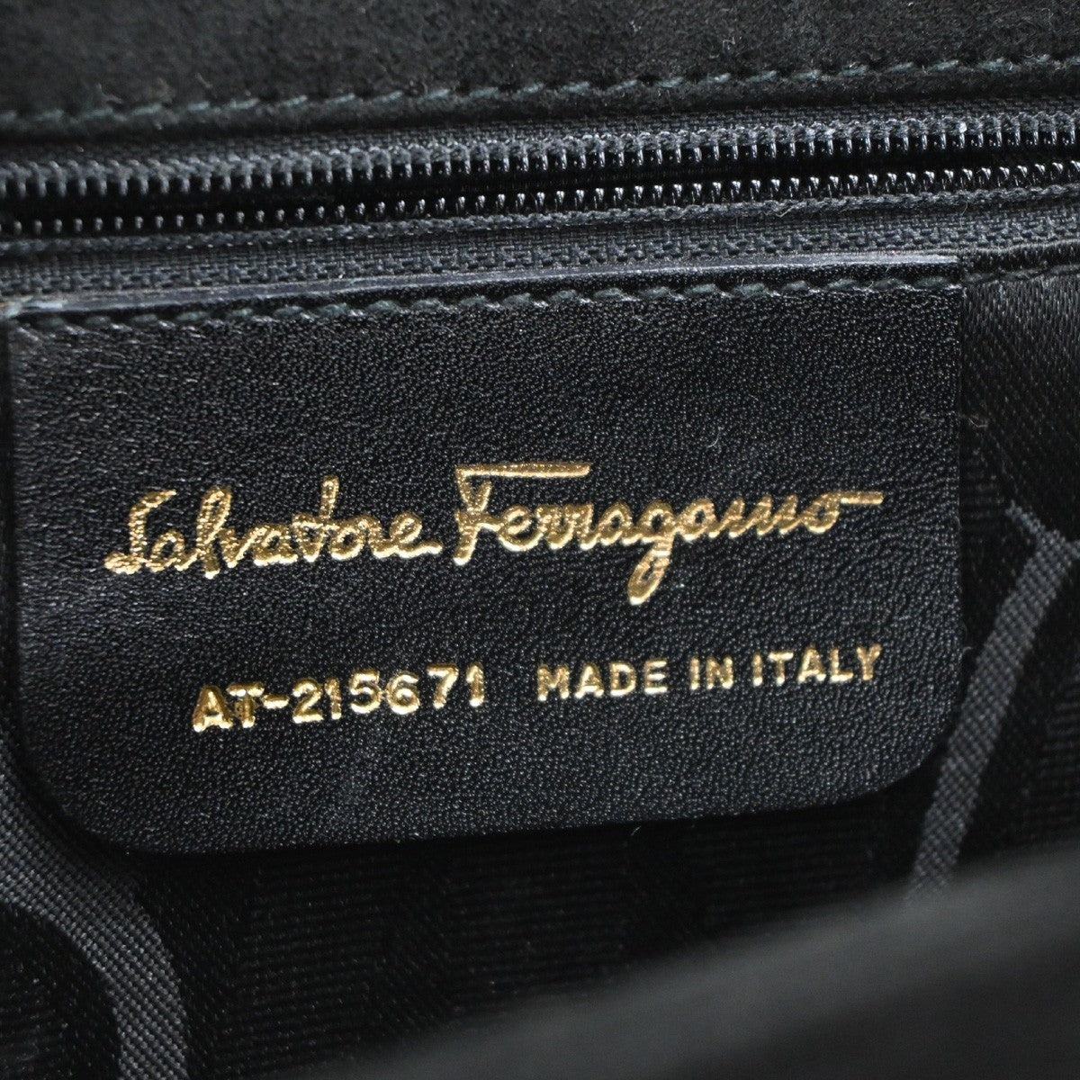 SALVATORE FERRAGAMO Gancini Hand Bag Suede Canvas Black GHW 68CA496