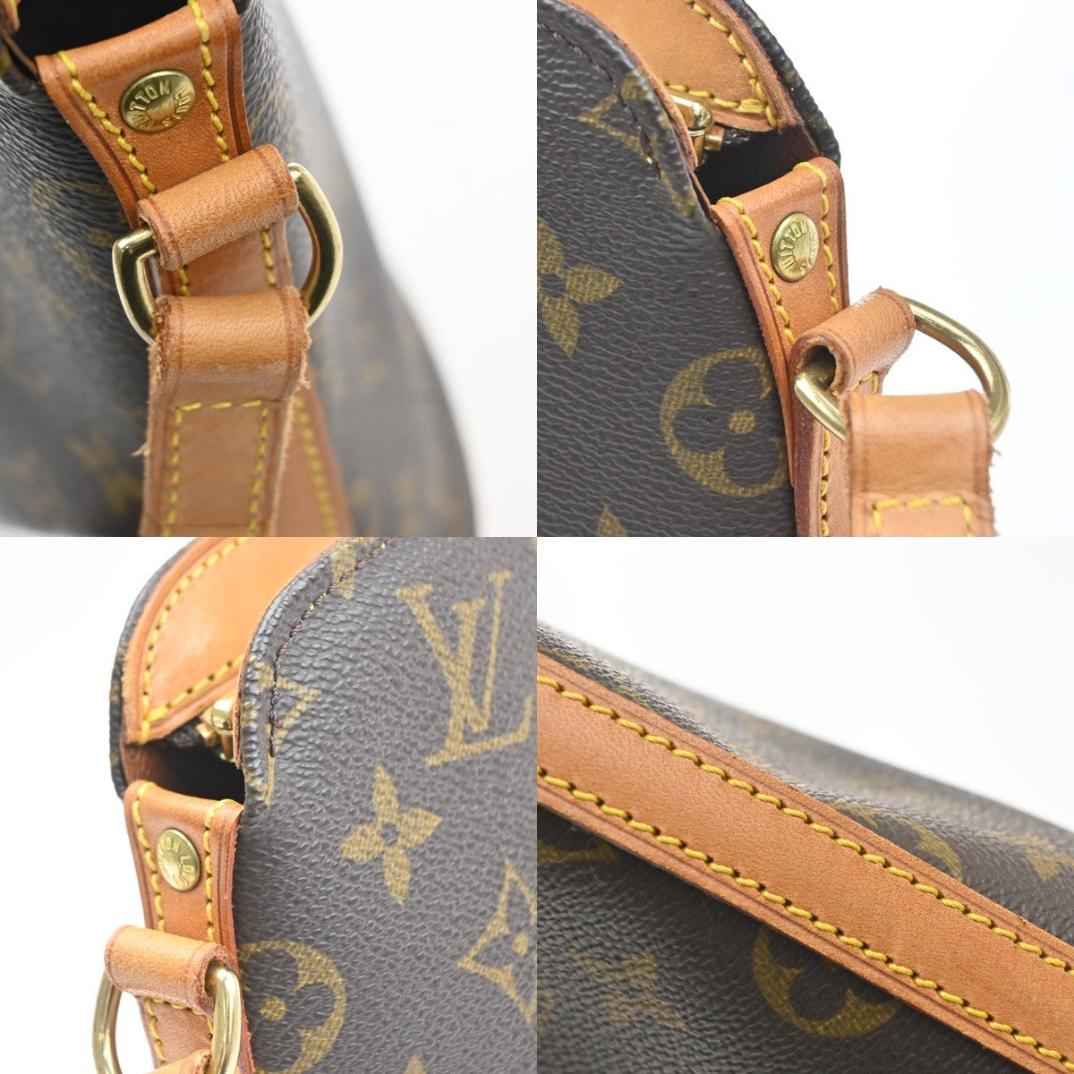 LOUIS VUITTON Logo Drouot Shoulder Bag Monogram Leather Brown M51290 77YH948