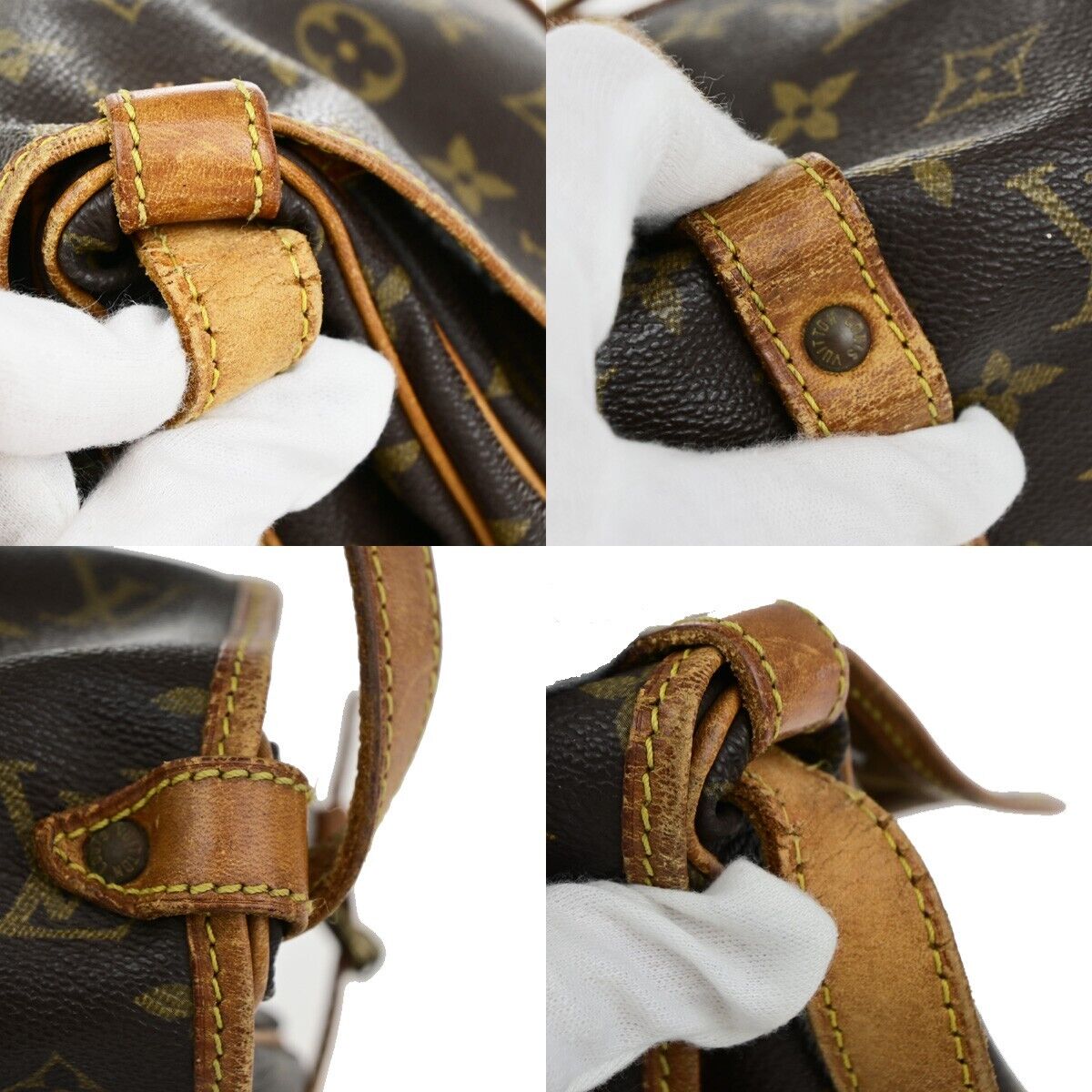 LOUIS VUITTON Logo Saumur 30 Shoulder Bag Monogram Leather Brown M42256 76EB400