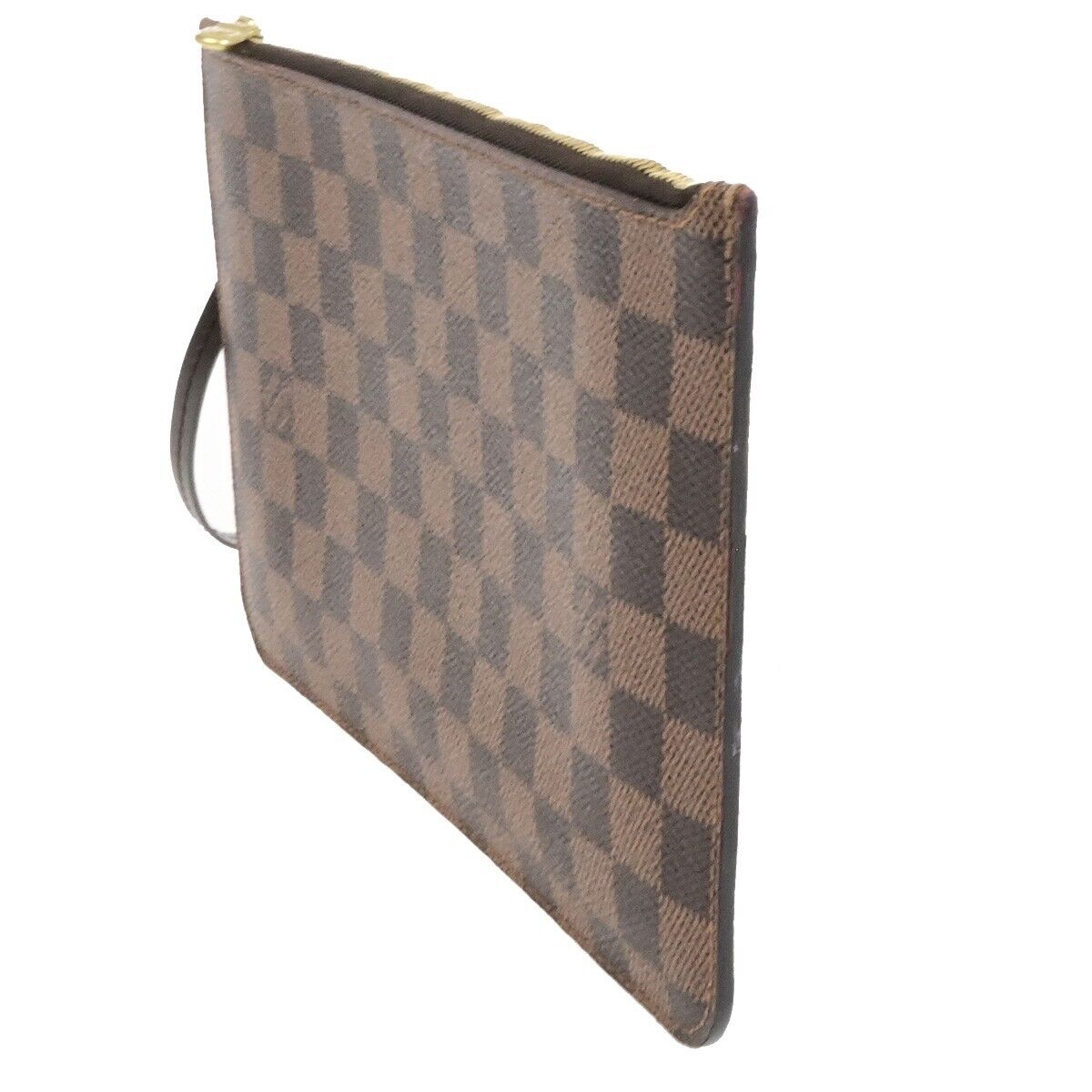 LOUIS VUITTON Neverfull MM Pouch Bag Damier Ebene Leather Brown N41358 35ED930