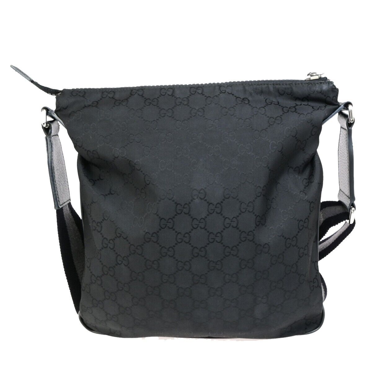 GUCCI GG Pattern Crossbody Shoulder Bag Canvas Leather Black Italy 31EC952
