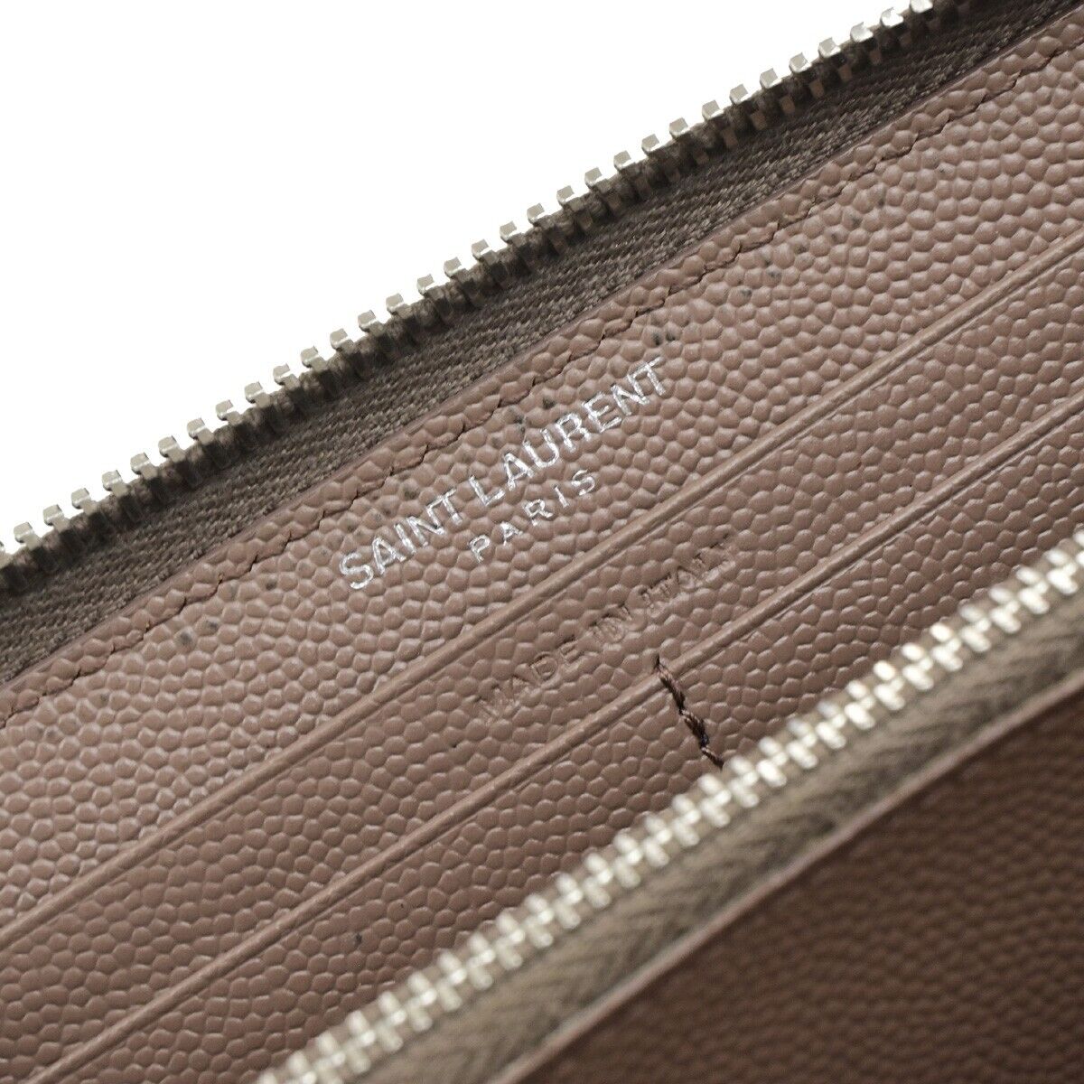 SAINT LAURENT YSL Logo Zipper Aroung Long Wallet Purse Leather Brown SHW 64EA259