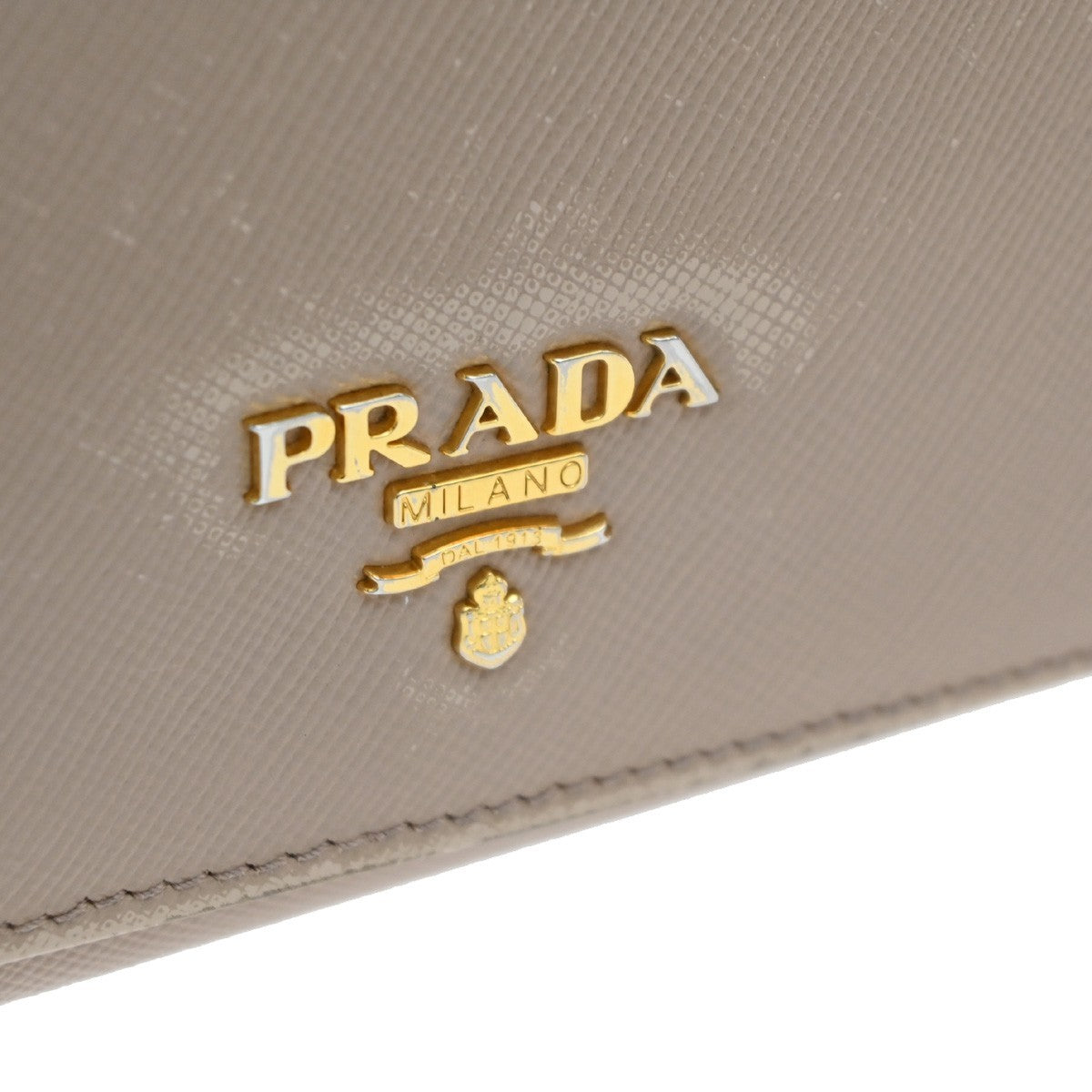 PRADA Logo Bifold Flap Long Wallet Saffiano Leather Beige GHW Italy 01KD036