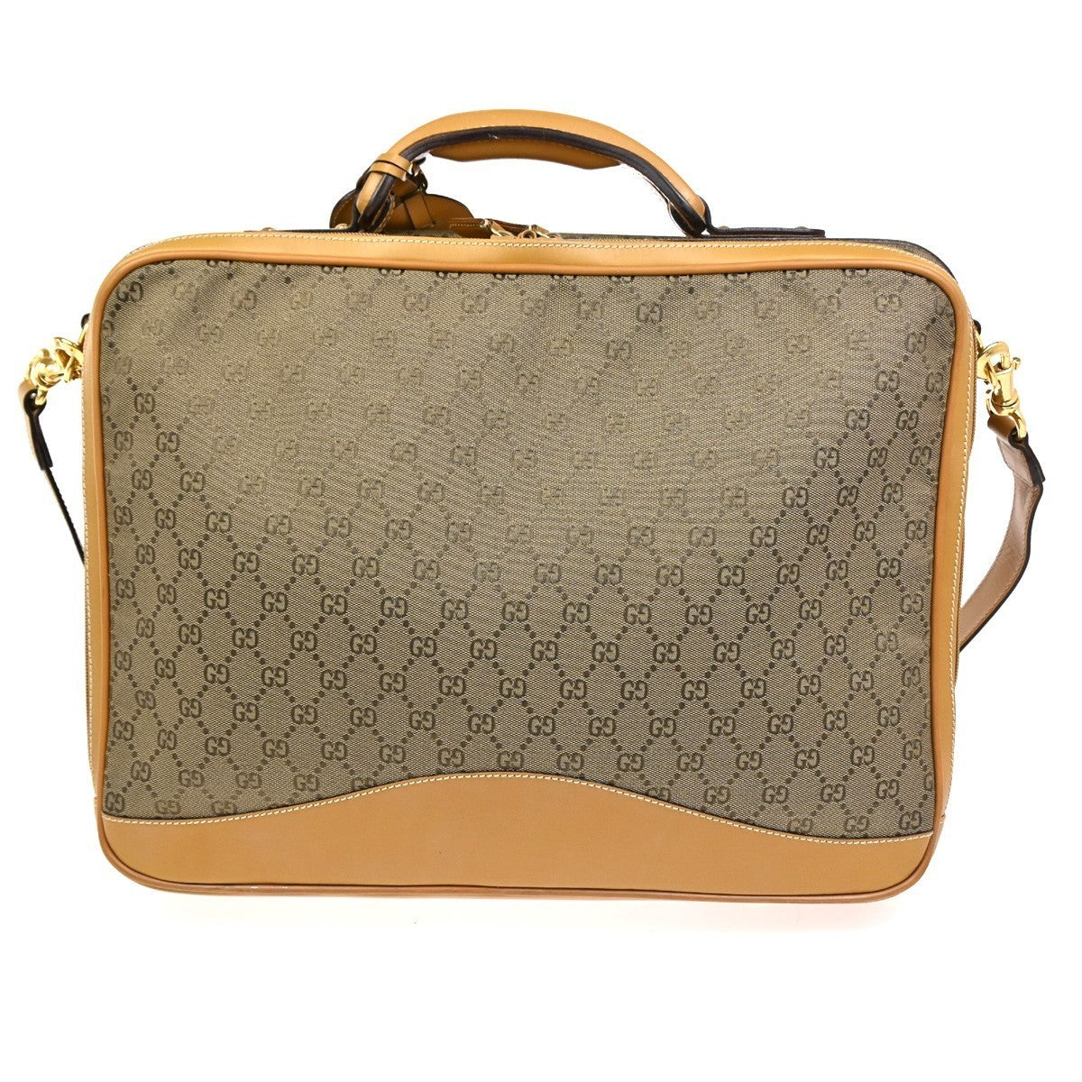 GUCCI GG Pattern 2Way Travel Shoulder Hand Bag Canvas Leather Brown GHW 34ZA245